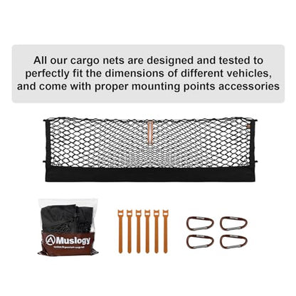 Truck Bed Cargo Net Trunk Netting Compatible with 2024-2026 GMC Acadia | Chevy Traverse | 2025+ Buick Enclave Accessories, Pickup Cargo Organizer SUV Sedan Storage Net w/Heavy Duty Carabiners - style: 2024+ Acadia & Traverse & Enclave