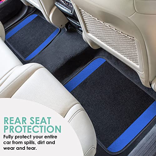 FH Group Automotive Floor Mats – Universal Fit Premium Carpet Car Mats with Driver Heel Pad, Full Set for Cars, SUVs & Trucks - Blue - color: Blue