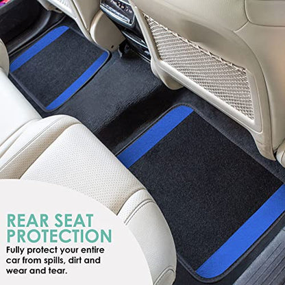 FH Group Automotive Floor Mats – Universal Fit Premium Carpet Car Mats with Driver Heel Pad, Full Set for Cars, SUVs & Trucks - Blue - color: Blue
