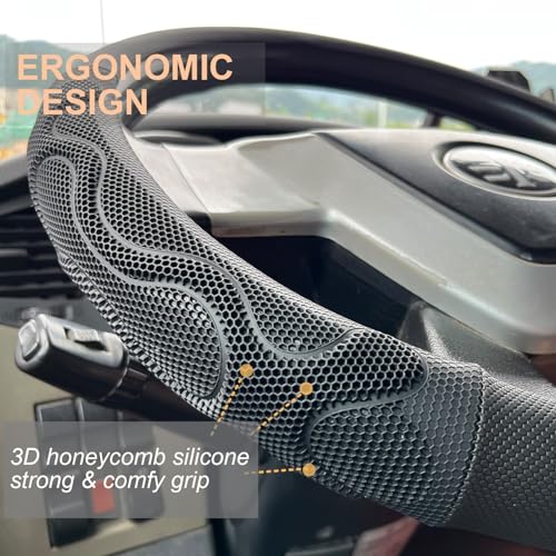 XL Size 17.5-18 Inch Comfy Grip Steering Wheel Cover for Semi Truck, Fits RV, Big Rig Trucker, 18 Wheeler and Classic Cars, Anti-Slip Design 17.5-18 Inch(Silicone Black) - color: 1.Black, size: Extra Large Size[17 1/2''-18'']