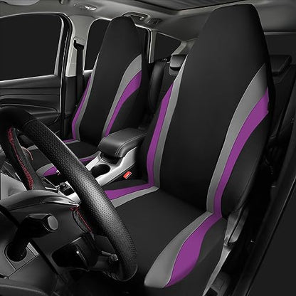 CAR PASS AquaShield Neoprene Waterproof Car Seat Covers Front Seats Only, High Back Bucket Seat Cover,Airbag Compatible,Seat Covers for Women Girl, Universal Fit for Auto Truck Van SUV (Black Purple) - color: Black and Purple