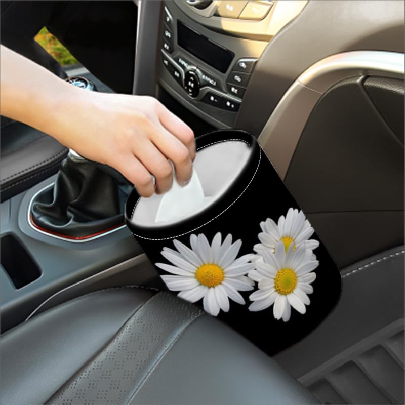 Portable Reusable Waterproof Car Trash Bin, Multipurpose Vehicle Organizer, Road Trip Essentials (Daisy)
