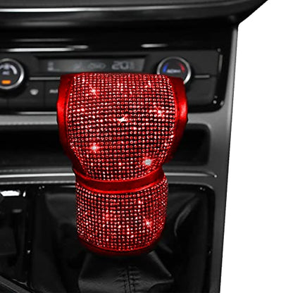 Bling Auto Gear Shift Knob Cover, Car Knob Gear Stick Protector with Crystal Glitter Bling Rhinestones, Universal Car Interior Decor Accessories for Girls, Lady