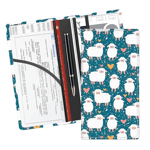 Leather Car Registration and Insurance Card Holder, Cute Car Accessories Vehicle Glove Box Car Organizer for Documents, Cards, License Cute Sheep - color: Cute Sheep