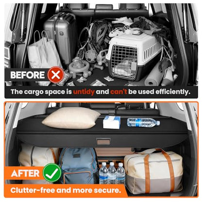 Powerty Retractable Cargo Cover for Toyota 4Runner 2010-2024, Carbon Fiber Texture Trunk Cover Privacy Screen Rear Security Shade for 4Runner Accessories - size: 1) Toyota 4Runner | 2010-2024
