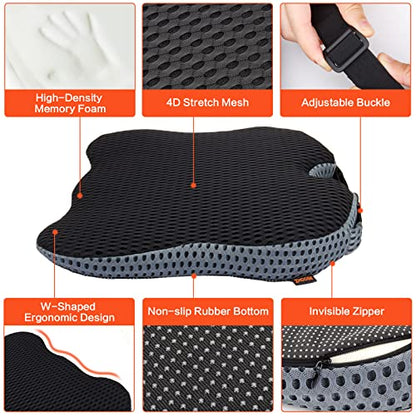 Car Seat Cushion, Comfort Memory Foam Car Cushions for Driving, Seat Cushion for Car Seat Driver with Wedge Design & Raised Back to Broaden Vision, Provides Comfort for Car, Truck, Office Chair