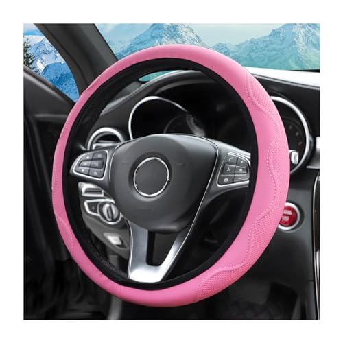 zipelo Elastic Stretch Steering Wheel Cover, Microfiber Breathable Ice Silk, Universal 15 Inch Anti-Slip Car Steering Wheel Protector, Warm in Winter and Cool in Summer for Women (Style2-Pink) - color: Style2-Pink