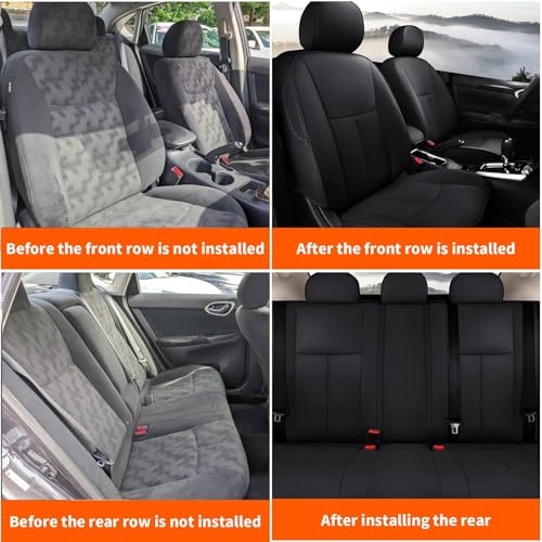 AOMSAZTO Custom Fit Car Seat Covers for Nissan Altima: 2013 2014 2015 2016 2017 2018 S SV SR 2017-2018 SL Full Set Faux Leather Waterproof Car Seat Covers Black - color: Black, size: Altima 2013-2018 SV,S,SR & 17-18 SL Full Set
