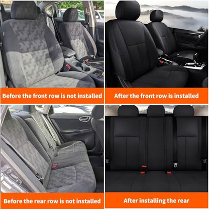 AOMSAZTO Custom Fit Car Seat Covers for Nissan Altima: 2013 2014 2015 2016 2017 2018 S SV SR 2017-2018 SL Full Set Faux Leather Waterproof Car Seat Covers Black - color: Black, size: Altima 2013-2018 SV,S,SR & 17-18 SL Full Set