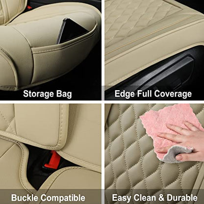 Car Seat Covers Front Pair,Universal Fit for Most Cars,SUV,Sedans and Pick-up Trucks,Automotive Faux Leather Vehicle Cushion Covers(Front Pair,Beige) - color: Beige, size: Front Pair
