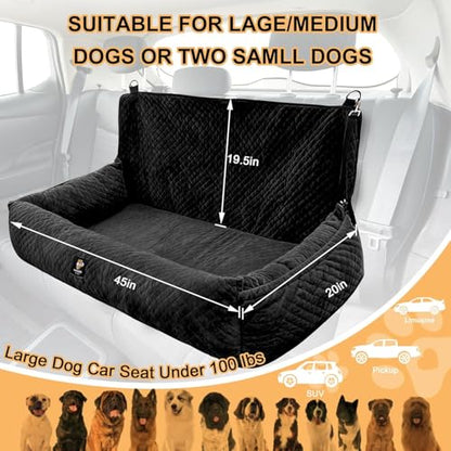 Sephyroth Dog Car Seat for Large Dogs Under 100LBS,Dog Car Bed Washable Pet Travel Safety-Black - color: Black, size: Large
