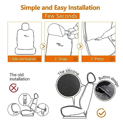 IsoTowel Car Seat Cover for Front Seat,Breathable Fabric with Non-Slip Bottom,Comfort Car Seat Protector for Cold Weather (Black & White)