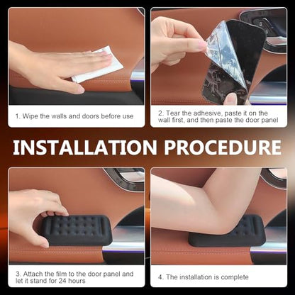 2 PCS Car Arm Rest Elbow Pads, Arm Rest Cushion with Memory Foam Pad for Arm Support, Universal PU Non Slip Auto Armrest Pad, for Most Cars, Trucks, SUVs (Black)
