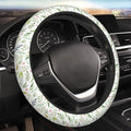 Flowers Leaves Steering Wheel Cover for Women Elastic Rubber Steering Wheel Universal 15 Inch Fit for Cars, Auto, SUVs - color: Flowers Leaves