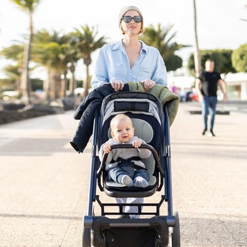 Momcozy Stroller Cooling Pad | Detachable 2-Piece Cooling Cushion | Universal Soft Cooler Pad, Breathable & Adjustable Car Seat Liner | Fits Strollers, Car Seat, Swing, High Chair, Bassinet - color: Blue Gray