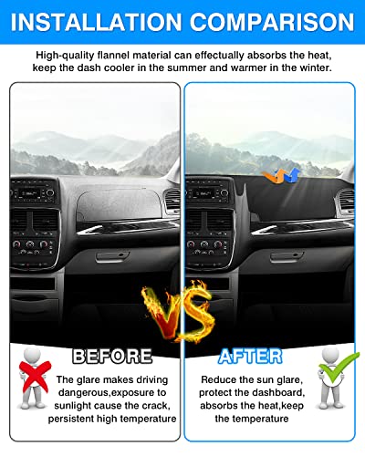 Autorder Dashboard Cover Mat for Dodge Grand Caravan 2011-2020 /Chrysler Town Country 2011-2016 Accessories Dash Cover Flannel Dash Mat Sunshade Glare UV Rays Protector - size: 2011-2020 Dodge Grand Caravan