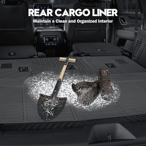 KUST Floor Mats Cargo Mat Set for 2021-2025 2026 Chevy/Chevrolet Suburban & GMC Yukon XL, All Weather Trunk Mat Backrest Mat for Suburban/Yukon XL Accessories TPE Rubber Liners (7 Seater Only) - style: For │ Suburban 7 Seats 2021-2026 │ Full Set