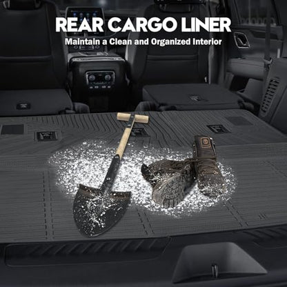 KUST Floor Mats Cargo Mat Set for 2021-2025 2026 Chevy/Chevrolet Suburban & GMC Yukon XL, All Weather Trunk Mat Backrest Mat for Suburban/Yukon XL Accessories TPE Rubber Liners (7 Seater Only) - style: For │ Suburban 7 Seats 2021-2026 │ Full Set