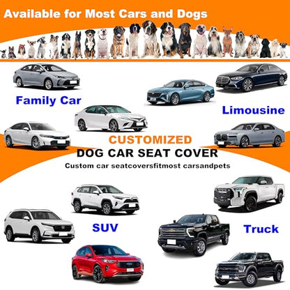 Dog Car Seat Cover with Side Flaps - TG2038 600D Heavy Duty Waterproof Hammock - Scratch-Proof Nonslip Pet Back Seat Protector for Cars, Trucks, SUVs, Black/Orange