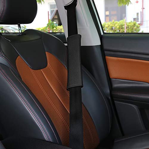 X AUTOHAUX 4pcs Universal Black Car Safety Seat Belt Pads Cover with Soft Polyester Fiber Auto Seatbelt Shoulder Pad for More Comfortable Driving - color: Black
