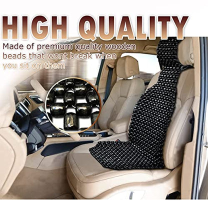 Beaded Seat Cushion Car Driver Seat Cover with Durable & Double Strung Natural Wood Beads- Cooling Comfort Ventilated Massaging Support Cushion for Auto Cars- 2 Pack Black - color: 2 Pack Black