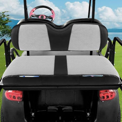 MOSNAI Golf Cart Rear Seat Cover for EZGO Club Car Yamaha Aftermarket Rear Seat Cushion, Breathable Mesh & Leather, Stay Cool on Hot Sunny Days, Perfect for Neighborhood Rides and Golf Course - style: Fit Aftermarket Rear Seat