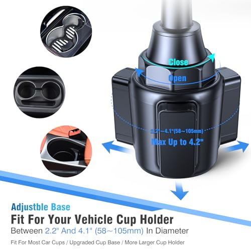 Miracase Cup Holder Phone Mount - Universal Gooseneck Adjustable Car Cell Phone Mount for iPhone, Samsung, Google and All 4.0-7.2 inches Smartphones - color: Gooseneck