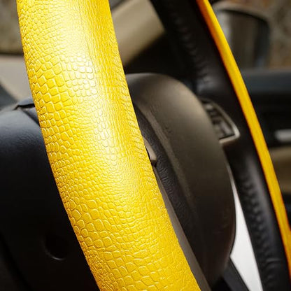FH Group Universal Fit Silicone Snake Pattern with Massaging Grip Steering Wheel Cover fits most Cars, SUVs, Trucks, and Vans Yellow - color: Yellow
