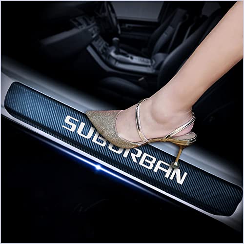 4Pcs Car Door Sill Protector for Chevy Suburban, Carbon Fiber Anti-Scratch Guard for Chevy Suburban Accessories - Self-Adhesive Car Door & Sill Protector -White - color: WHITE