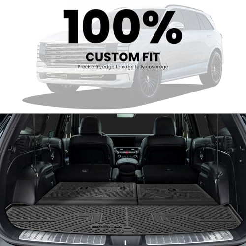 LASFIT Cargo Trunk Mat & Backrest Mats for Hyundai Palisade 2026 All Weather TPE Custom Fit Car Trunk Mats Cargo Liner & Seatback Mats Accessories, Black - size: 2)For Hyundai Palisade | 2026 | Cargo