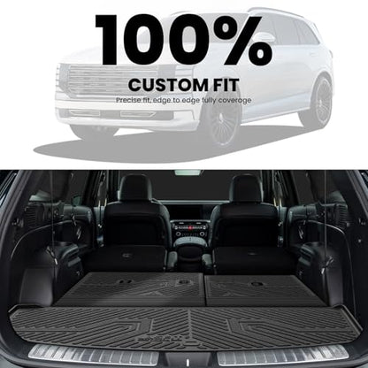 LASFIT Cargo Trunk Mat & Backrest Mats for Hyundai Palisade 2026 All Weather TPE Custom Fit Car Trunk Mats Cargo Liner & Seatback Mats Accessories, Black - size: 2)For Hyundai Palisade | 2026 | Cargo