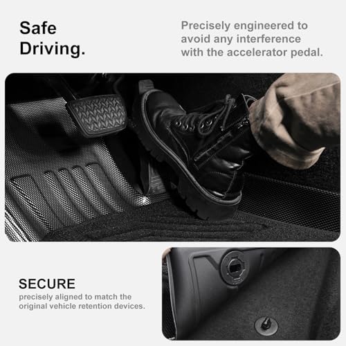 IKABEVEM Upgrade Floor Mats Fit for Toyota Camry (Include Hybrid) 2025+ 1st & 2nd Carbon Fiber Pattern Floor Liners & Black Fabric Front Carpets, 5-PC All Weather Anti-Slip Waterproof Mats - style: (1)Toyota Camry 2025 Floor Mats & 2 Carpets