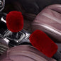 Hovom 2PCS Fluffy Car Gear Shift Knob Cover & Handbrake Cover, Soft Plush Hand Brake Handle & Gear Shift Cover for Women Girls, Universal Comfortable Warm Furry Car Accessories (Wine Red)