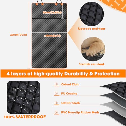 SUV Cargo Liner for Dogs, Waterproof Cargo Liner for SUV, Pet Dog Cargo Cover Mat with Bumper Flap Protector, Nonslip Car Trunk Mat for Sedans Vans, Universal Fit (90" L x 55" W)