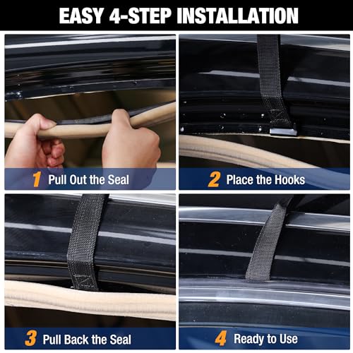 WORKPRO 21 Cubic Feet Rooftop Cargo Carrier Roof Bag, Waterproof Roof Rack Cargo Carrier for Vehicles with/Without Rack, Heavy Duty 840D PVC, Includes Anti-Slip Mat, 6 Door Hooks and Storage Bag