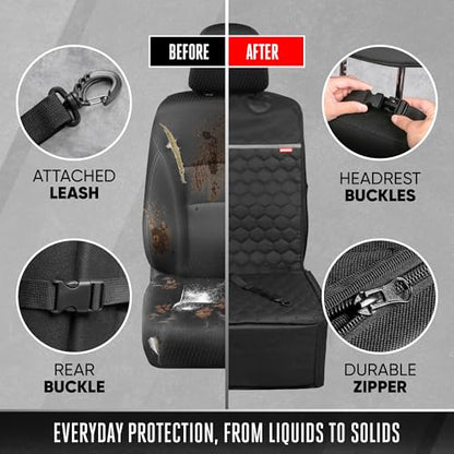 Motor Trend Dog Car Seat - 2 in 1 Waterproof Foldable Bucket Style Truck Dog Booster for Medium Size and Small Dogs – Pet Car Protector & Pet Anxiety Seat - Universal Fit for Cars, Trucks, & SUV - style: Single Seat Cover