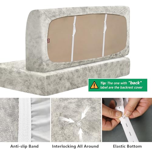 molasofa Leather Like RV Dinette Cushion Covers, RV Booth Seat Cover Stretchable Camper Cushion Couch Covers Washable Slipcovers for Camper Car Bench (1 Backrest Covers & 1 Bench Covers, Griege) - color: Beige, size: 1 Bench Cover & 1 Backrest Cover