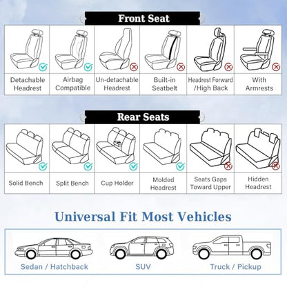 Coverado Seat Covers, Car Seat Cover Front Seats, 2-Pack Luxury Faux Leather Car Seat Covers, Waterproof Car Seat Protector, Black Seat Cover Front Seat Cover Universal Fit for Most Cars, Black&Red