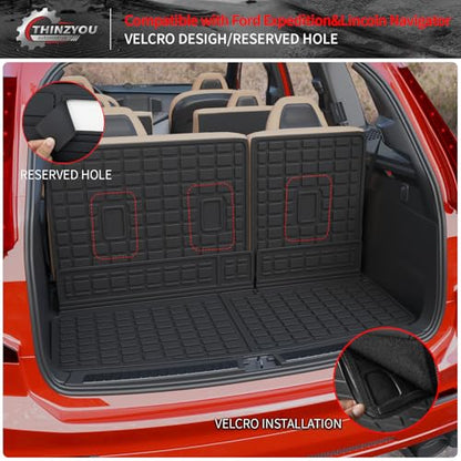 Cargo Mat Compatible with 2018-2024 Ford Expedition Lincoln Navigator (Not for Max or L Models) Cargo Liner Trunk Liner 2023 Expedition 7&8 Seats Accessories (Trunk Mat+Backrest Mats) - style: For Ford Expedition | 2018-2024