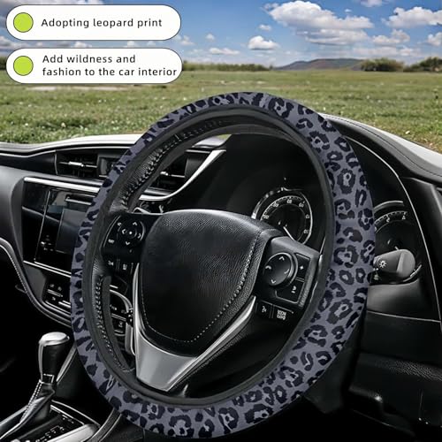 Leopard Print Steering Wheel Cover | Non Slip, Breathable Neoprene | Universal 15 Inch Fit (14.5"-15.5") | Comfort Grip | Fade Resistant | Easy Install-Comfort Grip for Cars, Trucks, SUVs