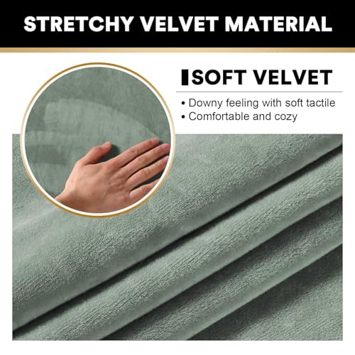 2 Pack Thick Velvet Stretch Armrest Covers for Chairs and Sofas Armchair Covers for Arms Couch Arm Covers Armrest Covers for Sofa Non Slip, Seagrass - color: Seagrass