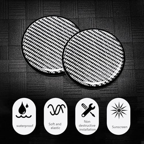 2PCS Car Cup Holder Coasters, Carbon Fiber Non-Slip Cup Coaster, 2.68" Waterproof Cup Holder Insert Coaster Pad, Universal Drink Mat for Car Truck SUV, Auto Interior Accessories(Silver) - color: Silver