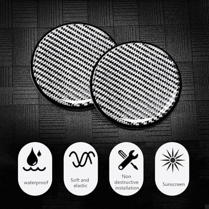 2PCS Car Cup Holder Coasters, Carbon Fiber Non-Slip Cup Coaster, 2.68" Waterproof Cup Holder Insert Coaster Pad, Universal Drink Mat for Car Truck SUV, Auto Interior Accessories(Silver) - color: Silver