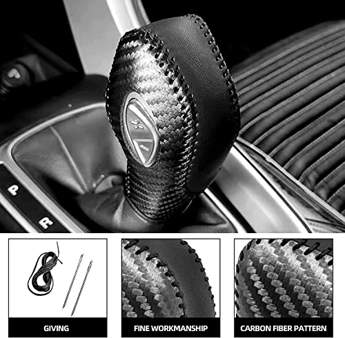 Gear Shift Cover Black Genuine Leather Gear Shift Knob Cover for Ford Focus 2012-2016/ Ford Fiesta 2014-2016/ Ford Fusion S SE Escape Transit C-Max 2013-2016/ Fusion Gear Shift Cover(Black)