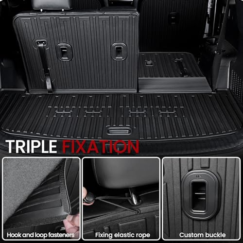 Cargo Mat with Backrest Mats for 2020-2025 Kia Telluride 7/8 Passenger Car Mats Accessories, All Weather TPE Interior Protectors Cargo Liner Trunk Mat(Cargo Mat with Backrest Mats)