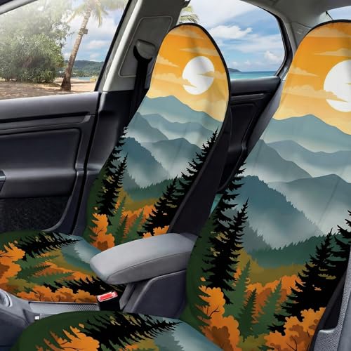 2 Pack Car Seat Towel Covers, Sweat Protector for Front Seats, Premium Thickened Microfiber with National Park Geyser Landscape, Breathable & Quick Dry, Slip-on Headrest Pocket for Gym, Beach, Running - color: Geyser Landscape