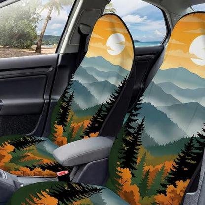 2 Pack Car Seat Towel Covers, Sweat Protector for Front Seats, Premium Thickened Microfiber with National Park Geyser Landscape, Breathable & Quick Dry, Slip-on Headrest Pocket for Gym, Beach, Running - color: Geyser Landscape