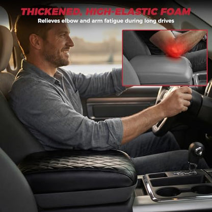 FREESOO Center Console Cover for 2009-2018 Dodge Ram 1500 2500 3500, Armrest Cushion Pad, Waterproof Faux Leather, Easy to Clean, Non-Slip & Anti-Scratch, Bucket Seat Only - size: 2009-2018 Ram Bucket Seat Console