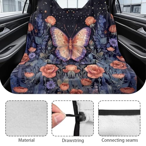 Butterfly Rose Daisy Flower Print Waterproof Backseat Cover Waterproof Rear Bench Towel Seat Covers, Car Seat Protector for Gym Swimming, Universal Fits for Truck Van and SUV - color: Butterfly Rose Daisy Flower