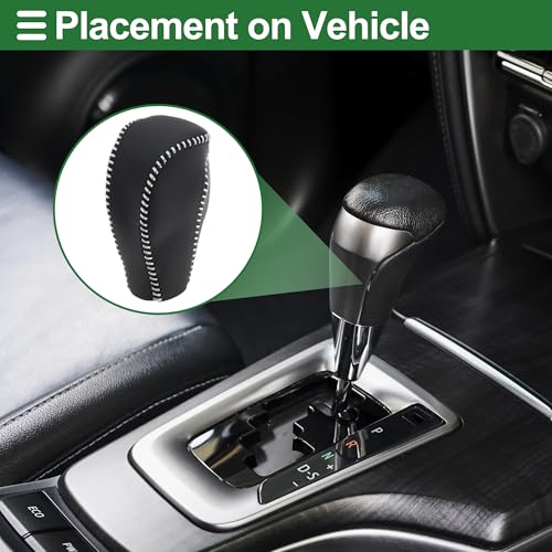 Motoforti Anti-Slip Gear Shift Knob Cover Car Stick Shifting Handle Protector for Mazda CX-5 2017-2022 Black Grey Faux Leather